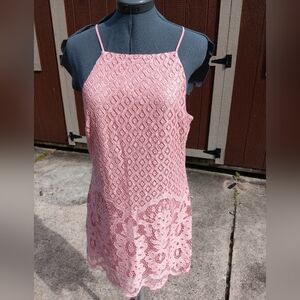 SPEECHLESS Pink Lace Sleeveless Dress Junior L